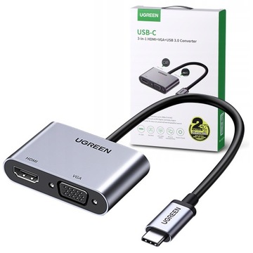 UGREEN КОНЦЕНТРАТОР АДАПТЕР USB-C - HDMI / VGA / USB-A 3.0 / USB-C PD