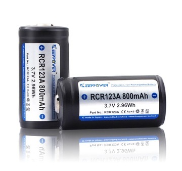 2x акумуляторні батареї KeepPower RCR123A 800mAh Li-ION 16340 в контейнері