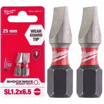 УДАРНЫЙ БИТ SHOCKWAVESL 1,2X6,5 25 ММ-2 ШТ.MILWAUKEE ACCESSORIES 4932430903