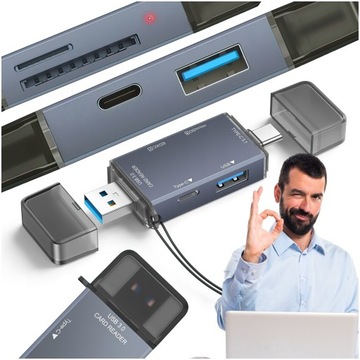 ПРИСТРІЙ ЧИТАННЯ КАРТ ПАМ'ЯТІ USB-C USB 3.0 HUB PRO 6IN1 SD / MICROSD TF PLUG AND PLAY