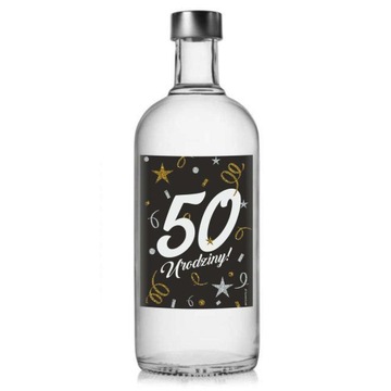 Етикетка для лікеру пляшка 50 день народження чорний X5