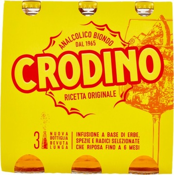 Crodino напиток Biondo 3x 175 мл аперитив итальянский безалкогольный стакан