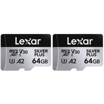 Карта памяти Lexar microSDXC Professional SILVER Plus UHS-I 64GB 2 PACK