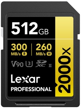 Lexar SDXC Professional 512GB 300MB / s UHS-II V90 2000x