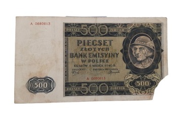 Старая польская коллекционная банкнота 500 зл 1940
