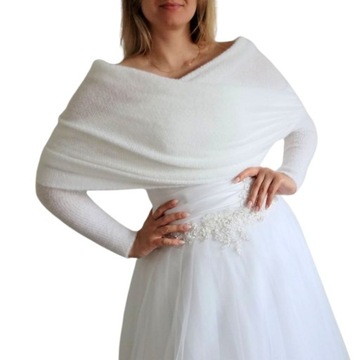Сучасний весільний шарф з рукавами / білий кардиган / універсальний аксесуар M
