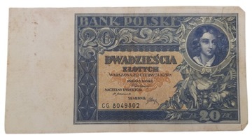Стара Польська банкнота 20 злотих 1931