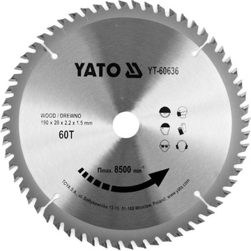 YATO WiDi Shield для дерева 190 x 20 мм 60T