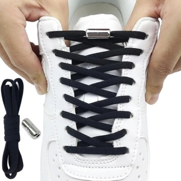 Шнурки еластичні без зав'язок для взуття чорні 100 см