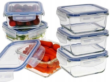 Набор стеклянных контейнеров с крышками для пищевых продуктов 3 больших стеклянных контейнера
