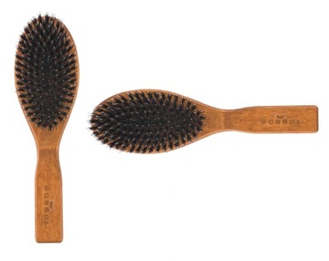 GORGOL щетка для волос деревянная плоская с щетиной кабана + R в ручке