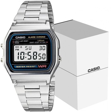 Мужские часы ретро винтаж серебристый цвет CASIO A158wa-1df унисекс + коробка