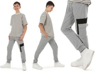 Штани спортивні для хлопчика з кишенею, Польський продукт-140 сірий