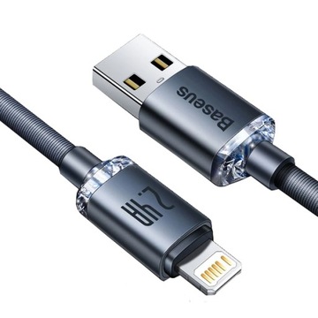 BASEUS мощный USB кабель для молнии IPHONE IPAD шнур оплетка 2.4 A 200 см