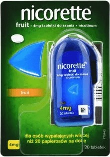 Таблетки для всасывания фруктов Nicorette 4mg 20 таблеток