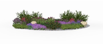 Готовий дизайн саду-рокарія, повна квітів до Сонця