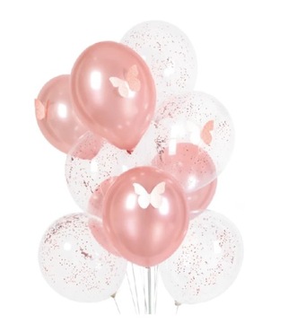 Воздушные шары 30 см бабочки с розовыми шариками 10шт торт