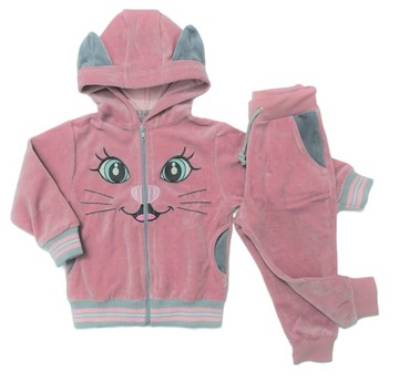 Велюровый спортивный костюм для девочки с котенком REVAJ 104 розовый RU