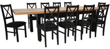 10 дерев'яних стільців і великий розкладний стіл 3 м