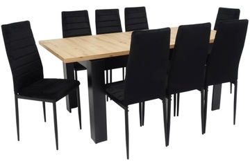 Набір з 8 велюрових стільців і стіл 80x140 / 180 см
