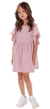 Розовое хлопковое платье с оборками ALL FOR KIDS 128/134