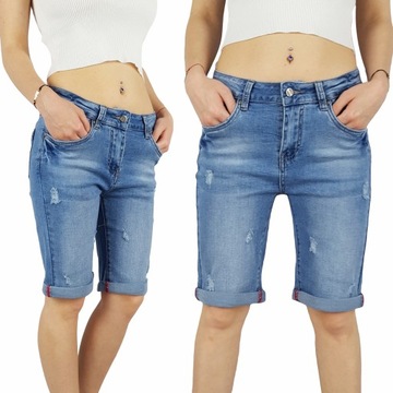 Женские-шорты-джинсовые шорты больших размеров Blue