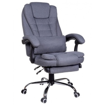 Тканевое офисное кресло серого цвета с подставкой для ног