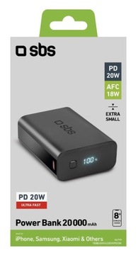 Powerbank sbs 20000mAh чорний TEBB20000LCDEVOPD20K