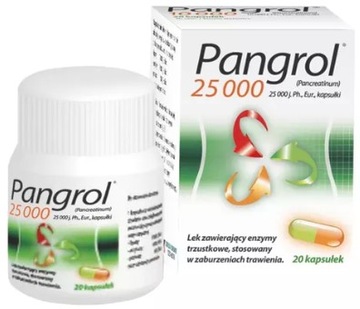 Пангрол 25 000 пищеварительные ферменты поджелудочной железы 20 капс.