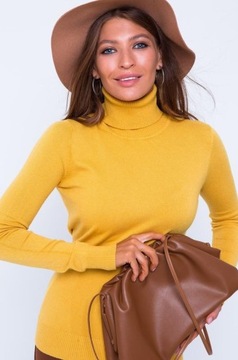 М'який теплий светр з високим коміром для жінок M / L жовтий