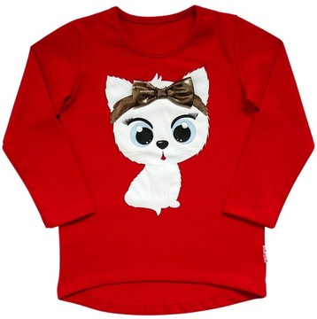 Блузка для дівчинки з кошеням і бавовняною стрічкою Aipi 122 Red