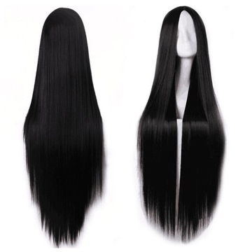 Жіночий перуку чорні довгі прямі волосся брюнетка косплей перуки 100 см