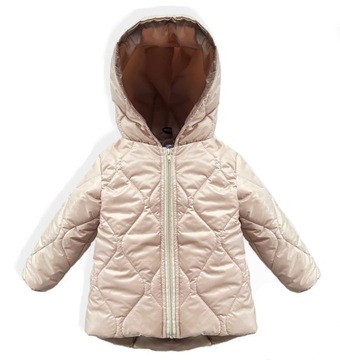Весняна стьобана куртка з капюшоном дитяча Бежева глянцева 104
