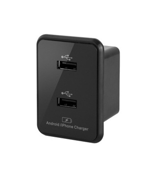 Универсальное зарядное устройство USB встраиваемое двойное SM - 622c черное