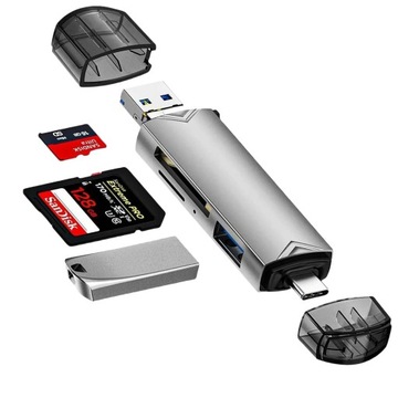 6IN1 кард-ридер USB адаптер USB-C SD MicroSD