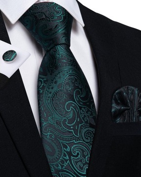 Набор жаккардовый шелковый галстук + нагрудный платок + запонки