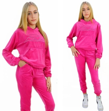 Розовый велюровый спортивный костюм с капюшоном 140