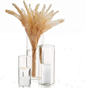 Набор из 3 х цилиндрических прозрачных стеклянных ваз 15/20/25 см высотой