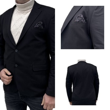 Модный мужской пиджак черный трикотаж 46 / S