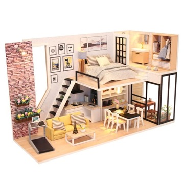 3D головоломка миниатюрный домик DIY LOFT RU LED