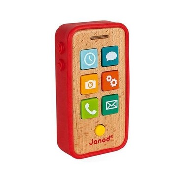Мобильный телефон со звуками-деревянная игрушка для детей 18 м+, Janod