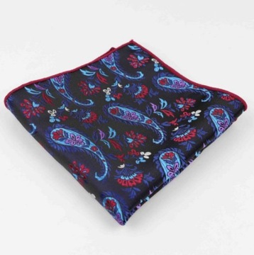 Нагрудный платок темно-синего цвета с красным рисунком