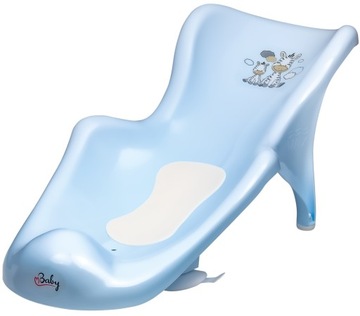 Детское кресло-шезлонг для купания с циновкой зебры светло-голубой