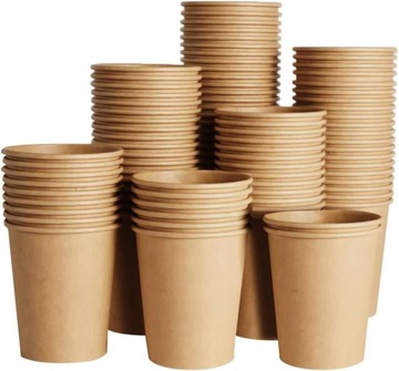 Бумажные стаканчики 250мл для кофе напитка крафт 100ПКС (для дальнейшей перепродажи)