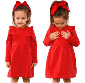 Элегантное рождественское платье с оборками и воланами 104 Red-BAYA