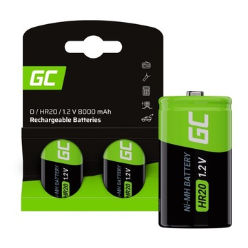 2X аккумуляторные батареи D HR20 R20 1,2 V 8000MAH GREEN Cell батареи большой емкости