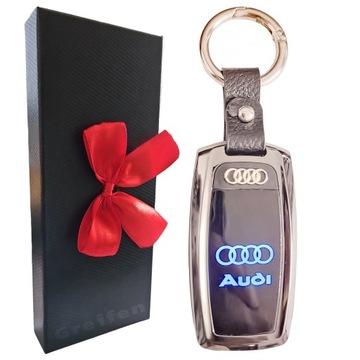 AUDI ЗАЖИГАЛКА НАКАЛИВАНИЯ ЭЛЕГАНТНЫЙ БРЕЛОК СВЕТОДИОДНЫЙ ЛОГОТИП ЧЕХОЛ БАНТ