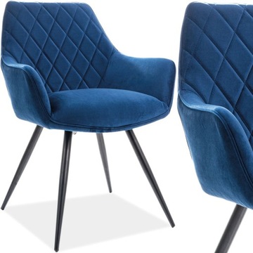 Мягкий бархатный стул для столовой и гостиной Linea VELVET темно-синий сигнал