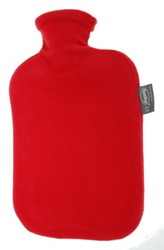 Модна пляшка для гарячої води 2л в червоній флісовій оболонці