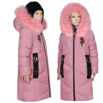 Парка пальто меховая куртка зимняя капюшон мега теплая PINK152 качество